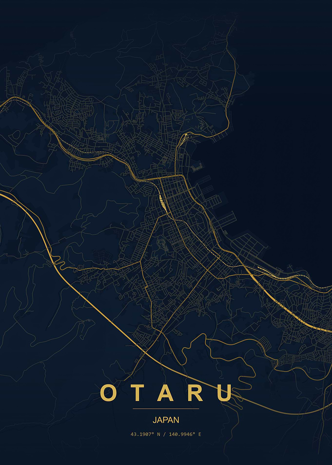 Minimalist Otaru Japan City Map