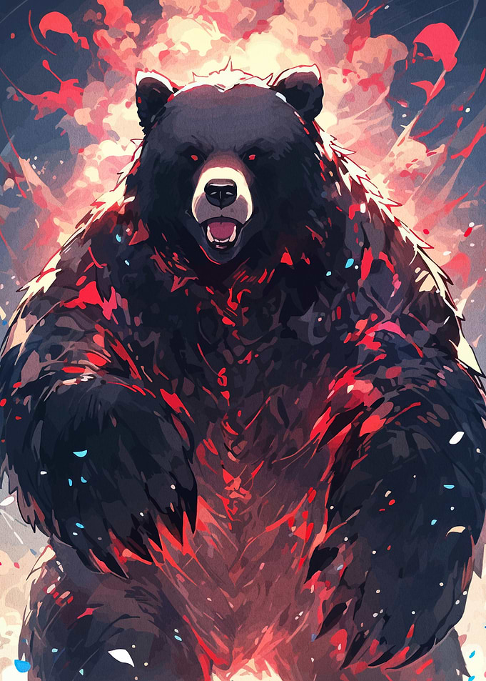 Fierce Black Bear Digital Illustration
