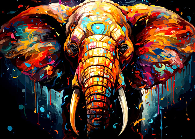 Colorful Abstract Elephant Portrait
