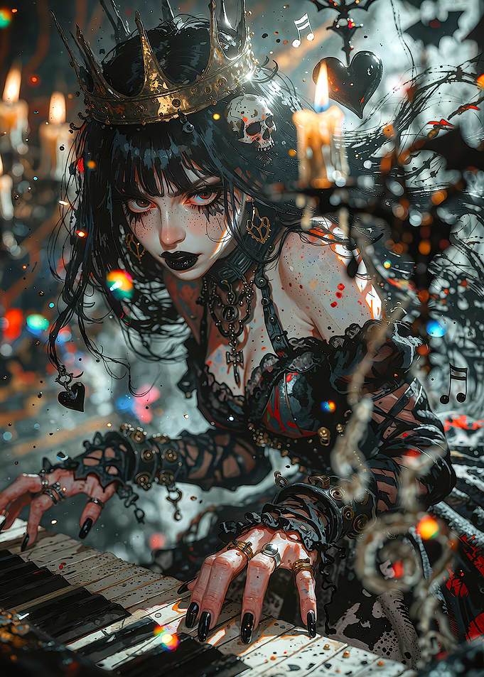 Gothic Queen Playing Dark Piano