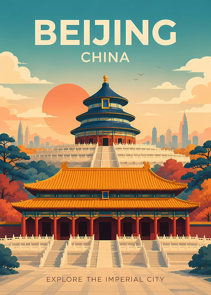 Beijing China Travel Poster