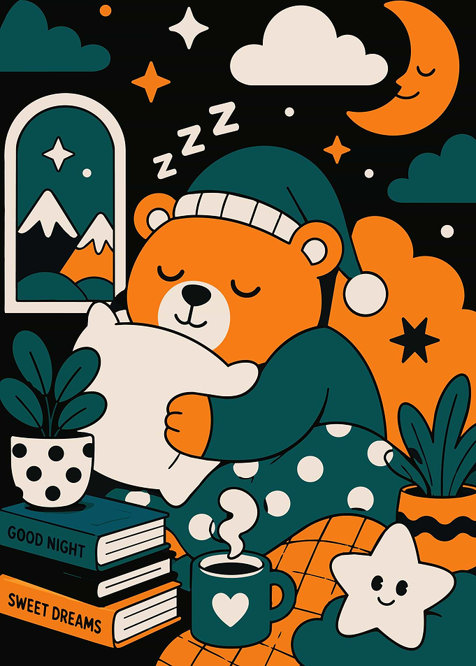 Cute Sleeping Bear Illustration