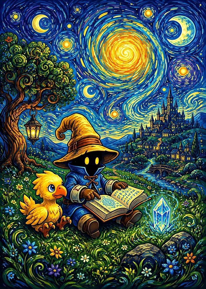 Vivi and Chocobo Starry Night Fantasy