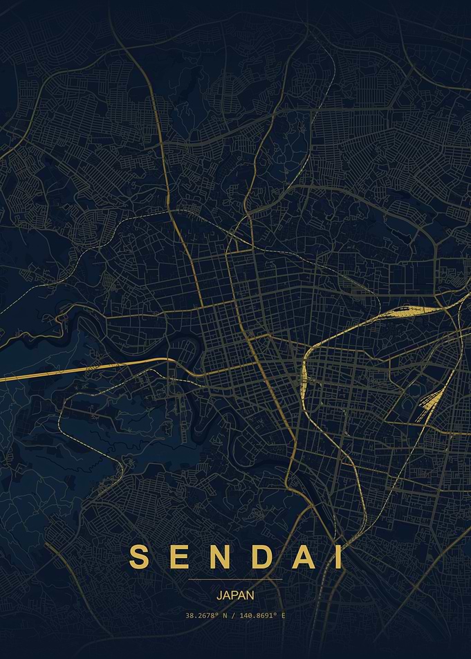 Sendai Japan City Map Poster