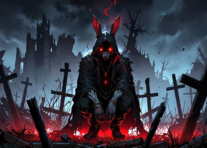 Dark Rabbit Demon in Graveyard