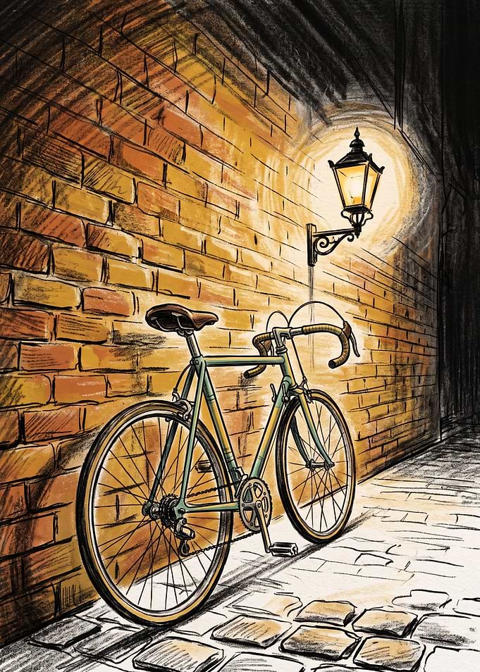 Vintage Bicycle in a Cobblestone Alley