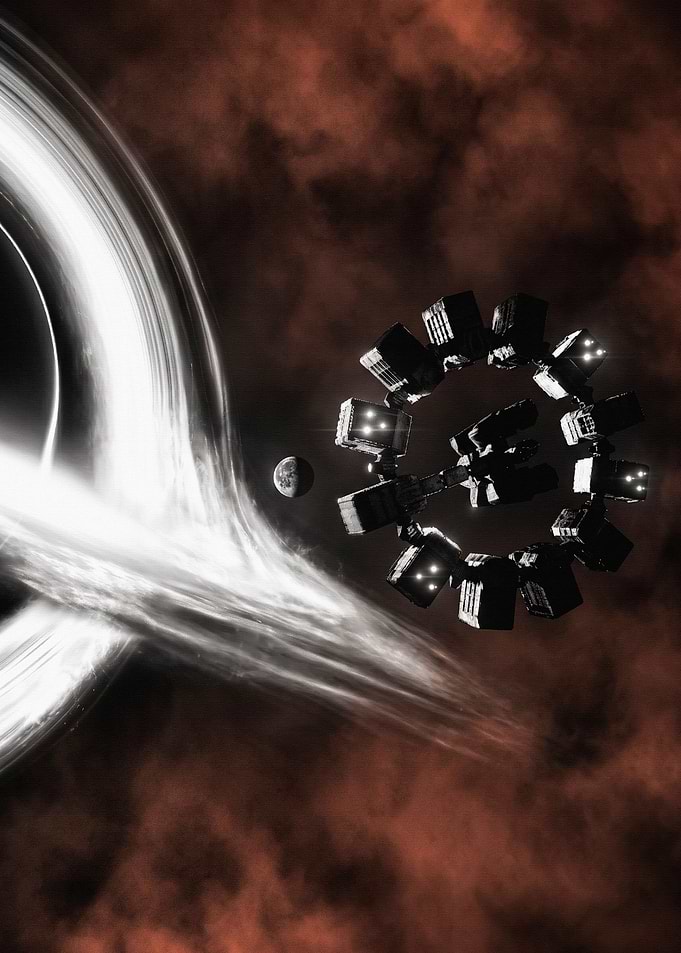 Interstellar Endurance Space Station Near Gargantua