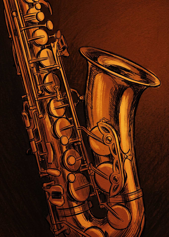 Golden Saxophone Artistic Illustration
