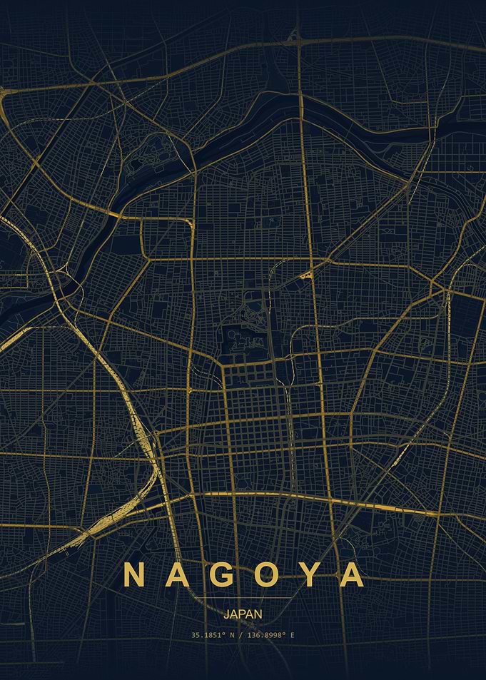 Nagoya Japan City Map Poster