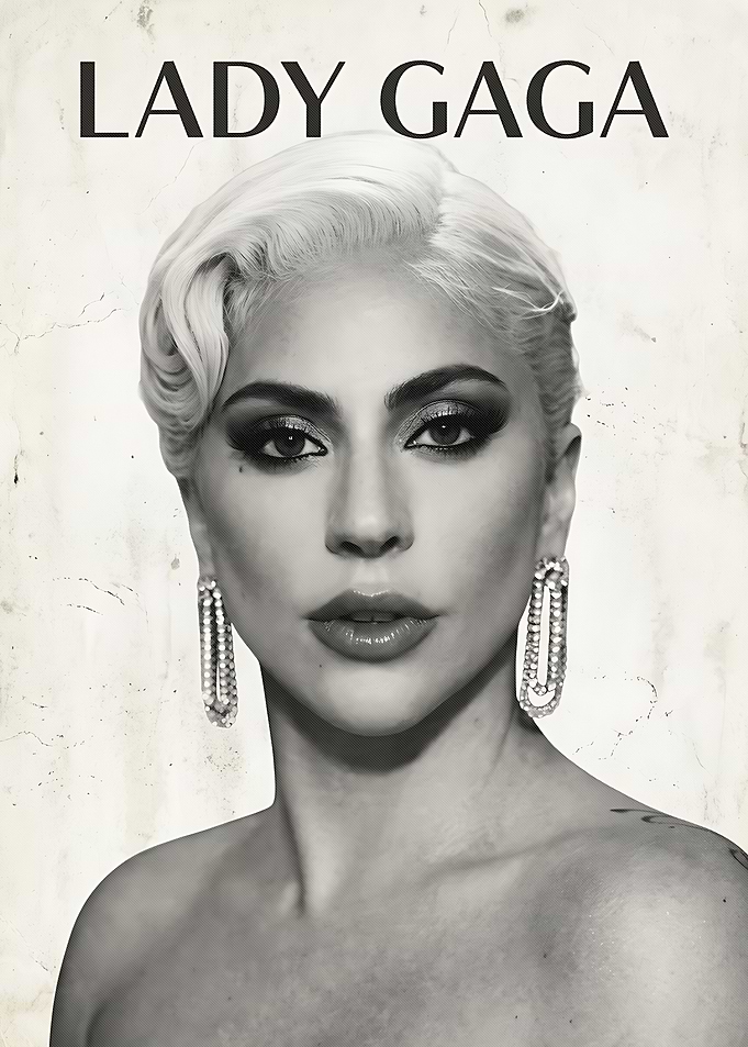 Lady Gaga Black and White Portrait