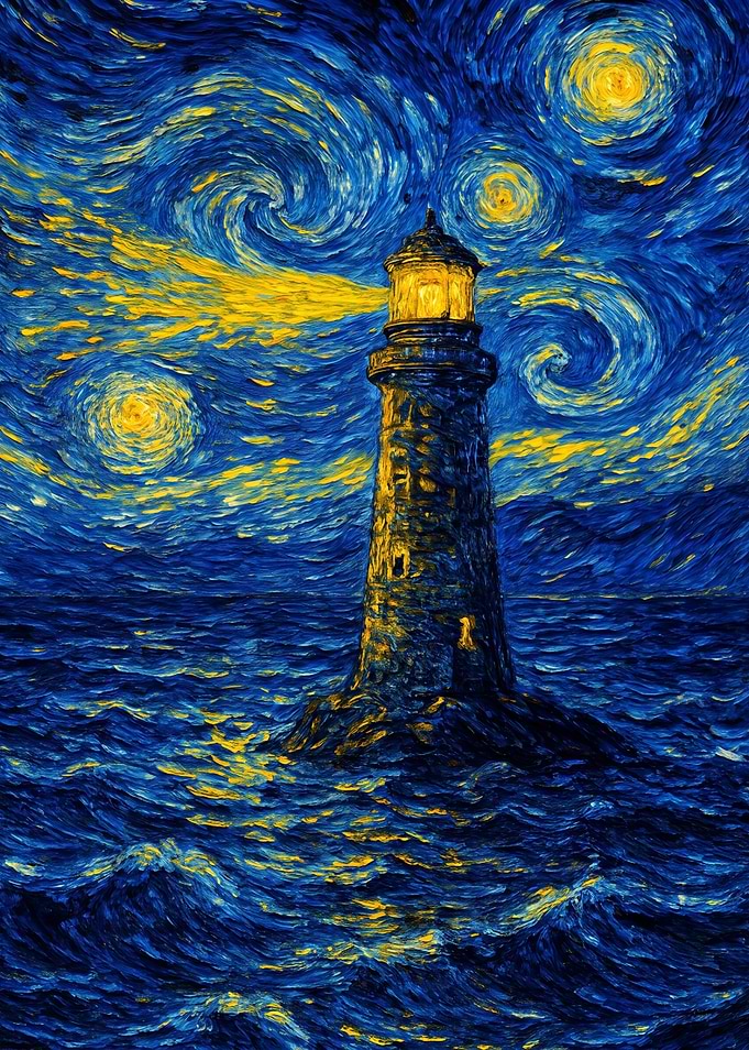 Lighthouse in Van Gogh Style