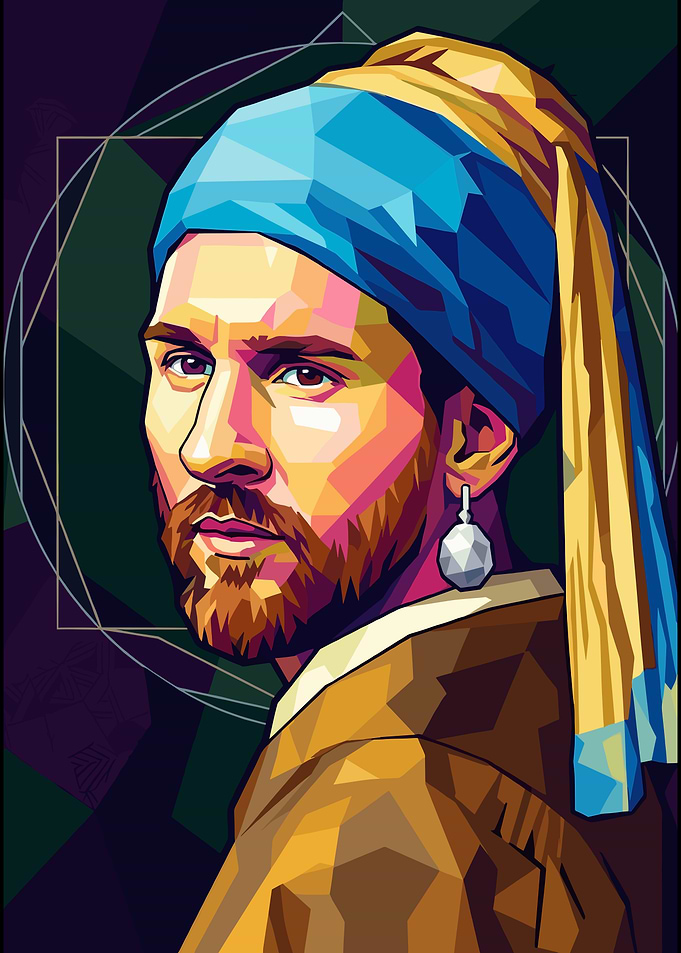 Lionel Messi as Girl with a Pearl Earring