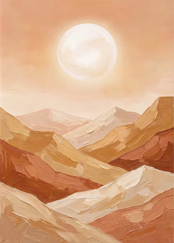 Boho Desert Landscape Oil Painting