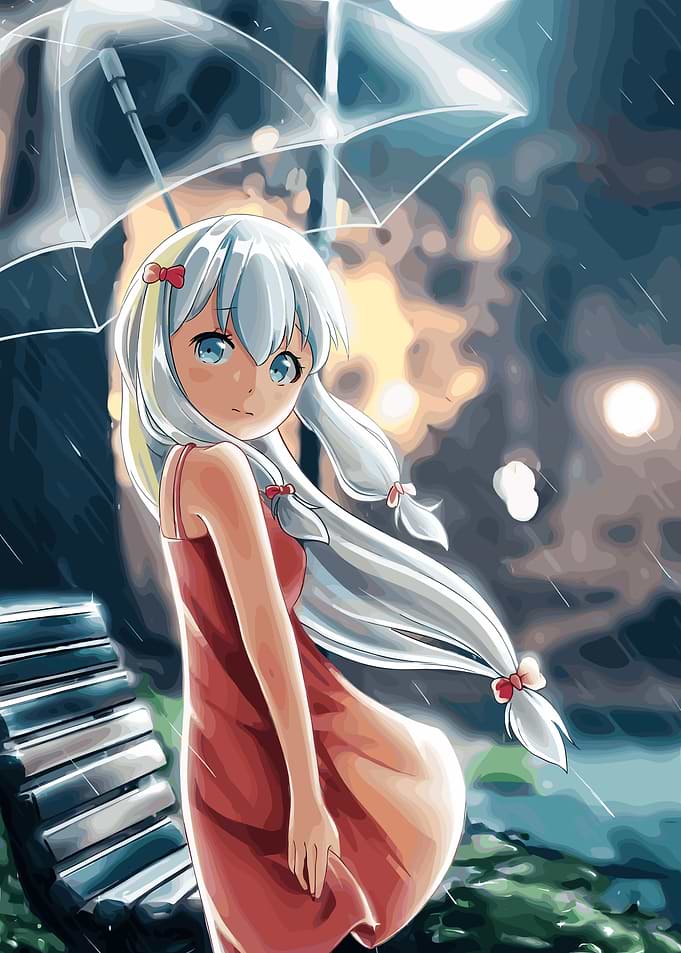 Anime Girl Under Clear Umbrella
