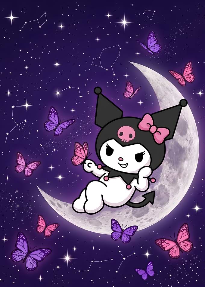 Kuromi Resting on a Crescent Moon