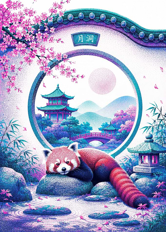 Red Panda in Zen Garden