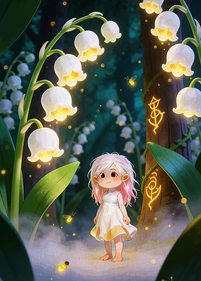Little Girl in Enchanted Lily Forest