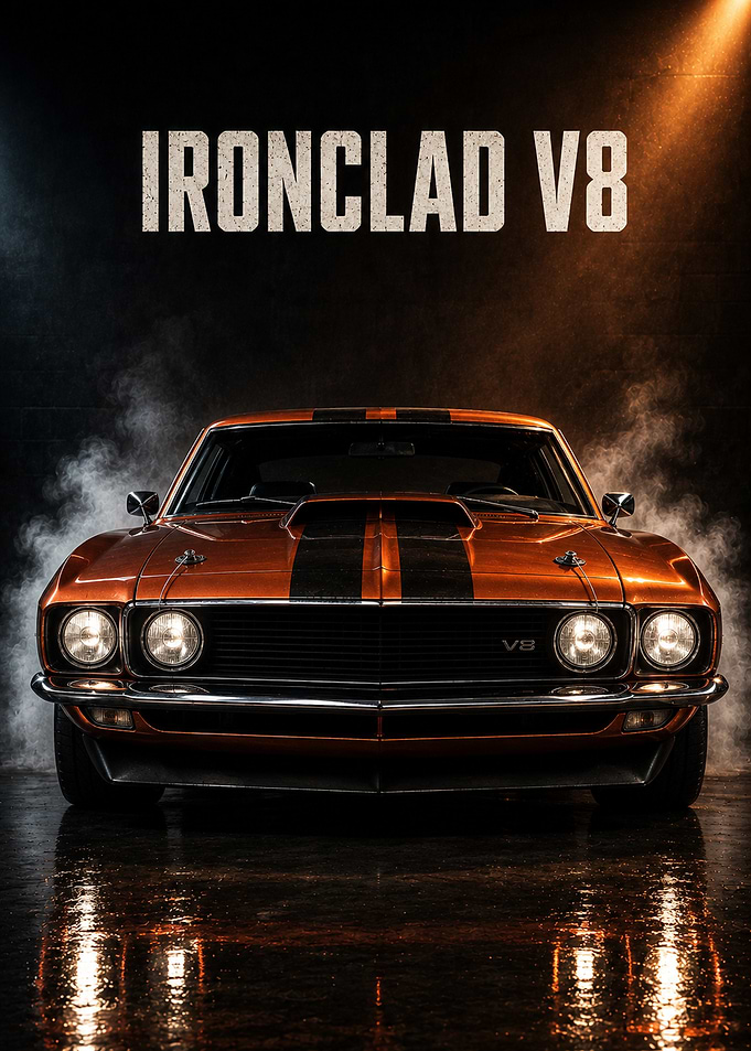 Ironclad V8 Muscle Car Poster