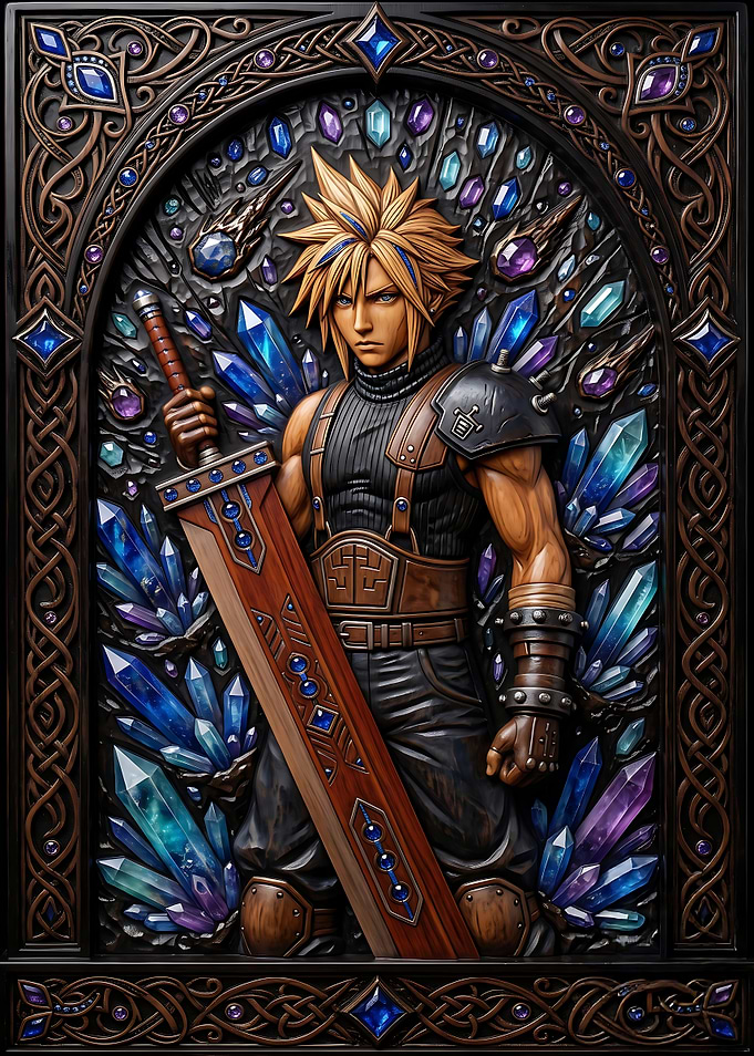 Cloud Strife Crystal Relief Wall Art