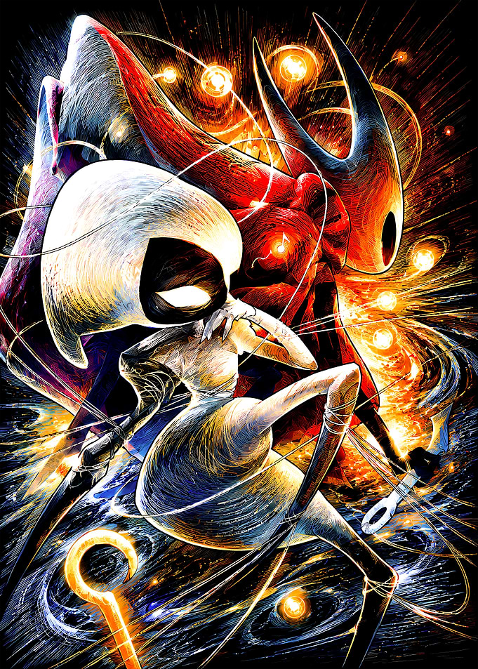 Hollow Knight Hornet and Shadow Art
