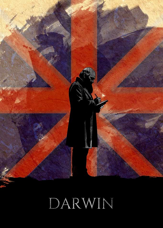 Charles Darwin Silhouette Poster