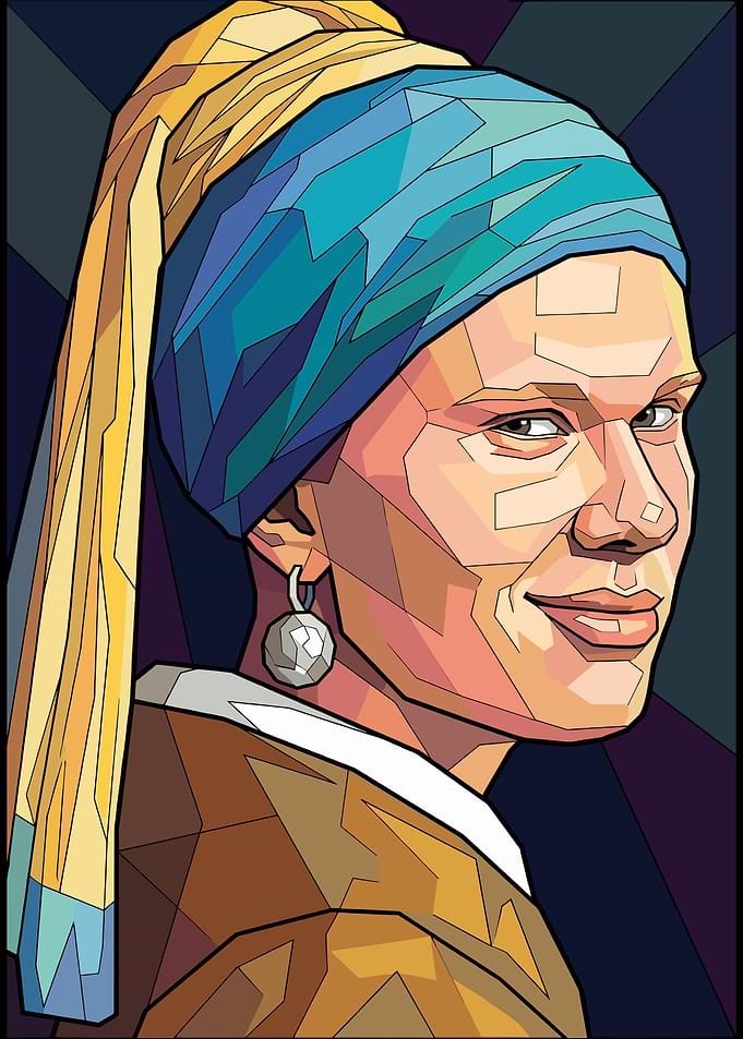 Low Poly Girl with Pearl Earring