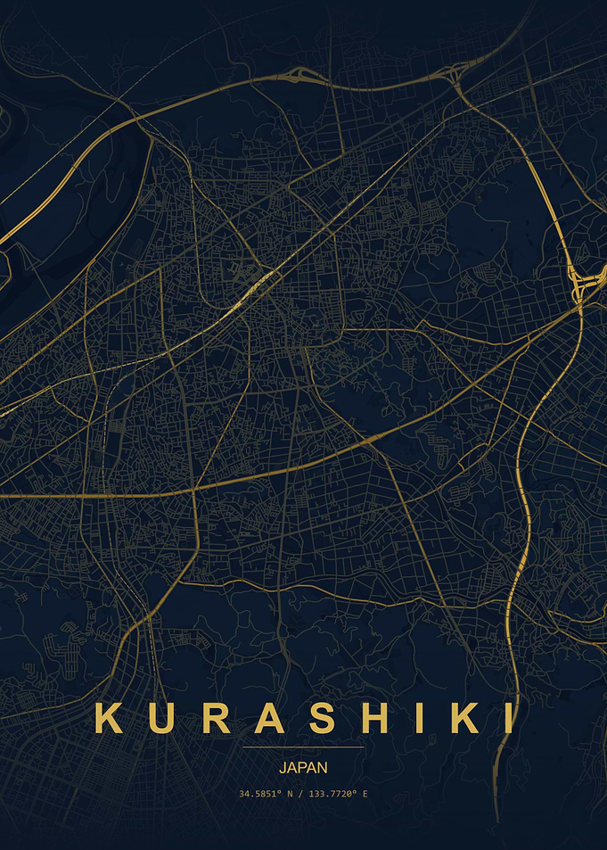 Kurashiki Japan Minimalist City Map