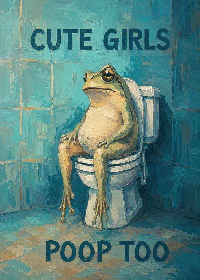 Frog on Toilet Funny Poster