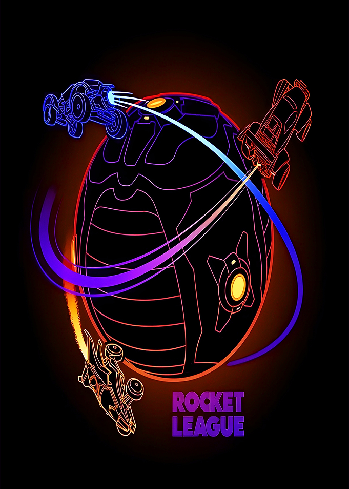 Rocket League Neon Car Soccer Art