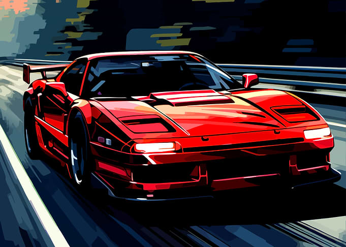 Red Ferrari F40 Speeding