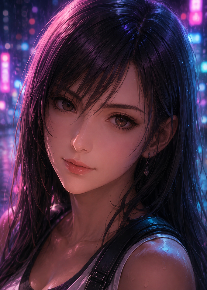 Tifa Lockhart Portrait in Neon Light