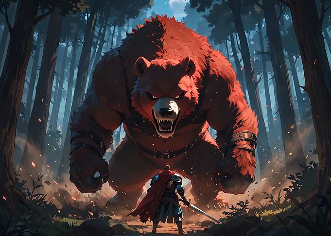 Knight Facing a Giant Bear