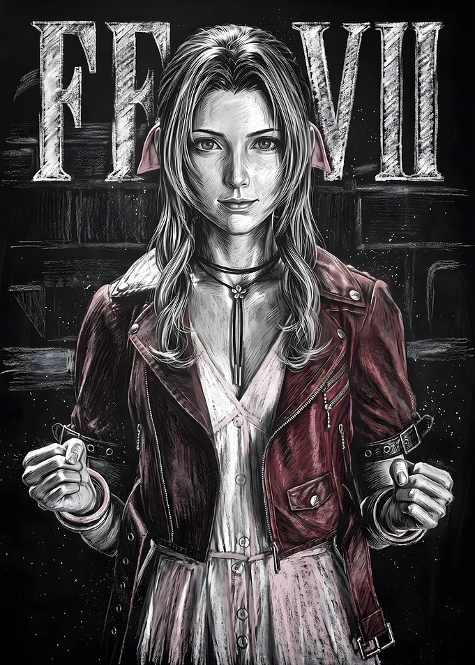 Aerith Gainsborough Final Fantasy VII Chalk Art