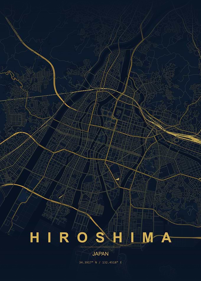 Hiroshima City Map Poster
