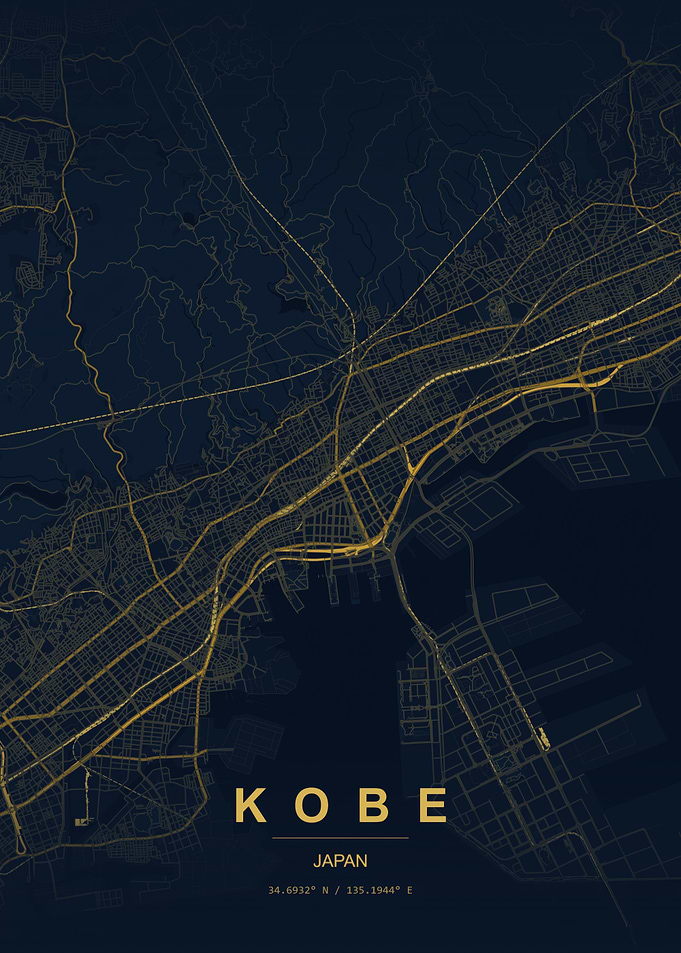 Kobe Japan Minimalist Map Poster