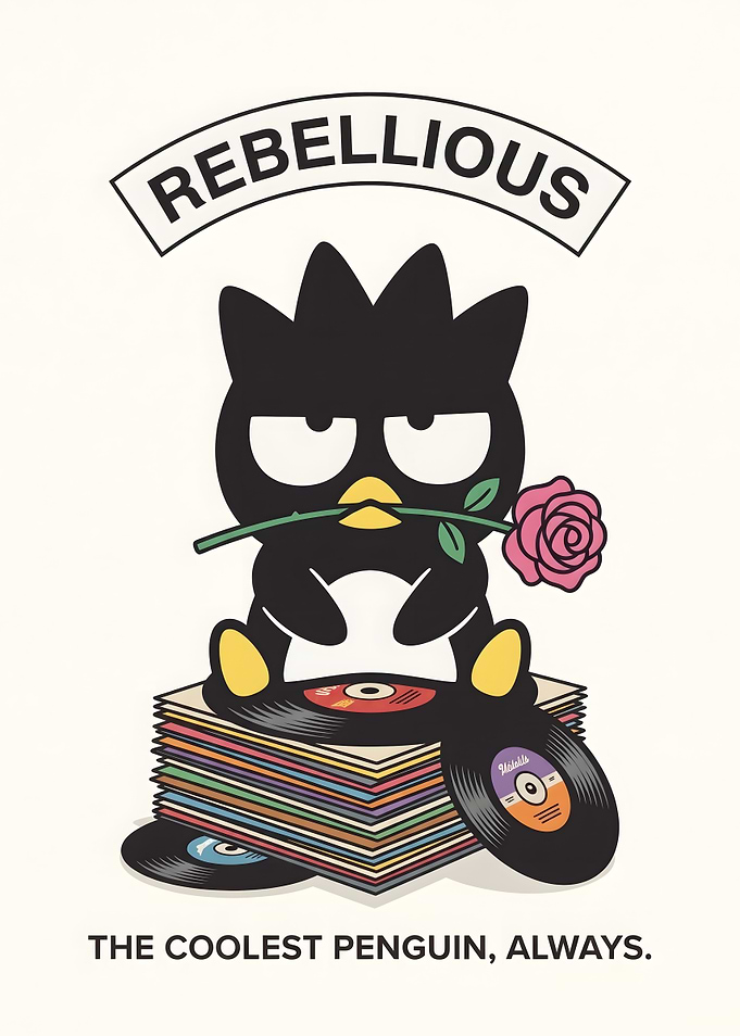 Badtz-Maru Rebellious Vinyl Record Poster