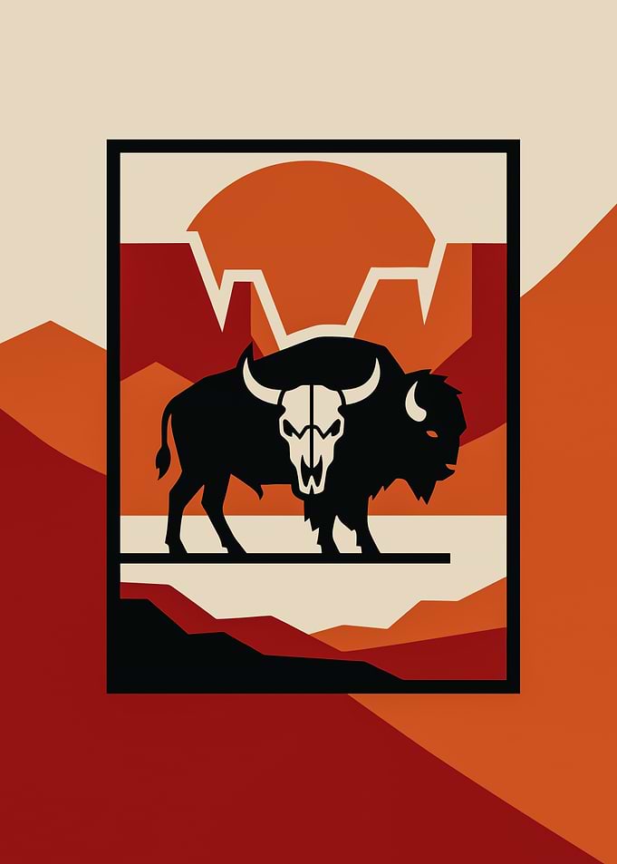 Minimalist Bison Desert Landscape Poster