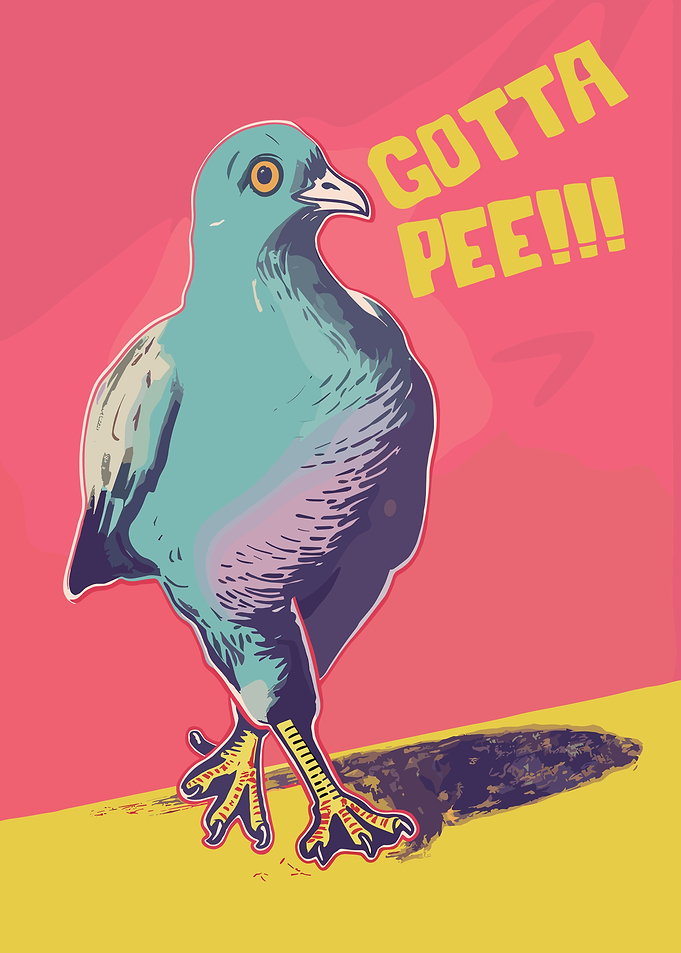 Funny Running Pigeon Pop Art Wall Art Colorful Bird Poster for Modern Decor