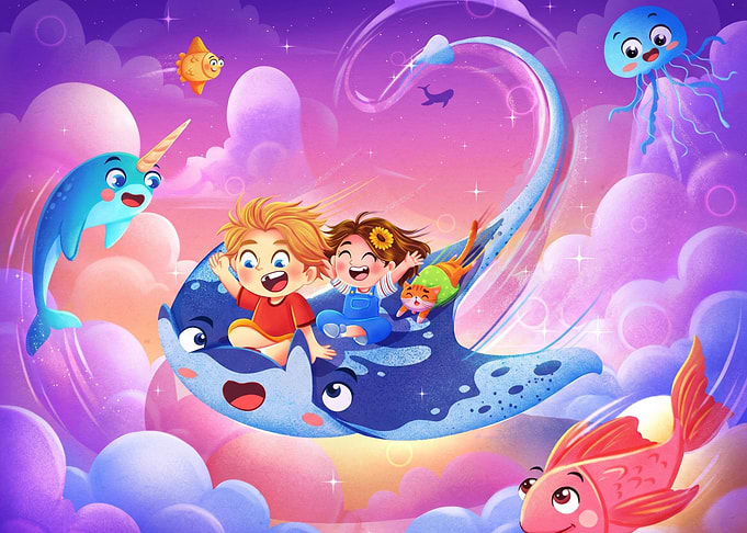 Children Flying on a Stingray