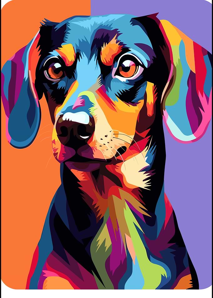Colorful Pop Art Dachshund Portrait