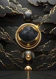 Abstract Gold and Black Celestial Art
