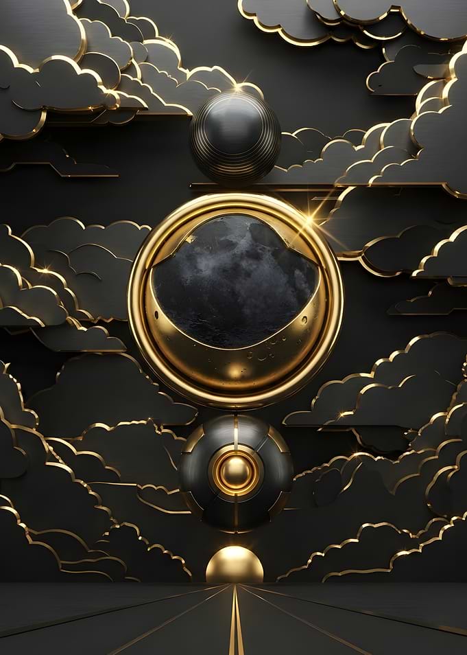 Abstract Gold and Black Celestial Art
