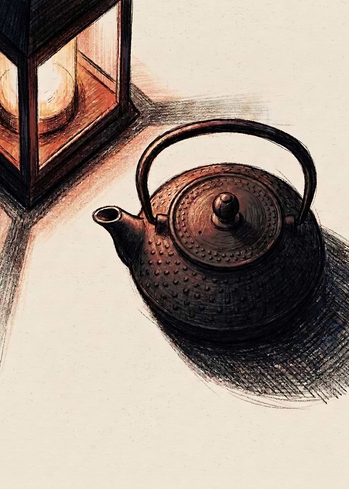 Cast Iron Teapot by Lantern Light