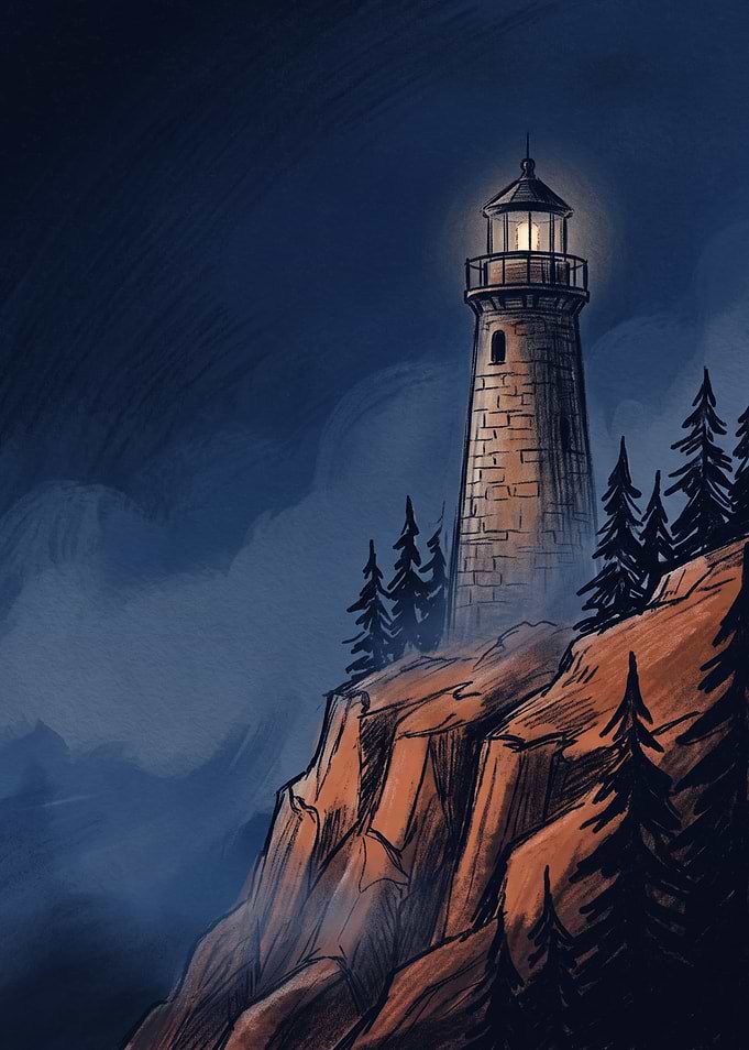 Lighthouse on a Rocky Cliff