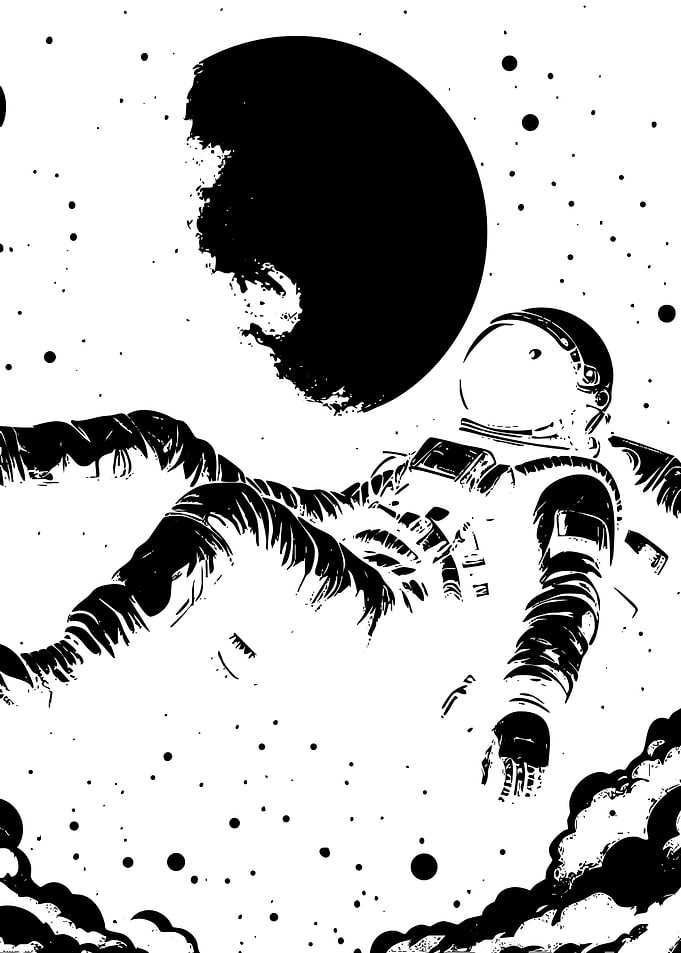 Astronaut Floating in Deep Space