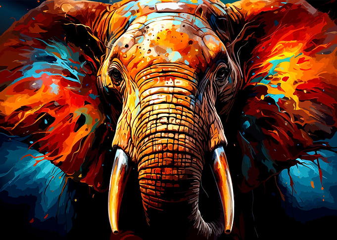 Vibrant Abstract Elephant Portrait