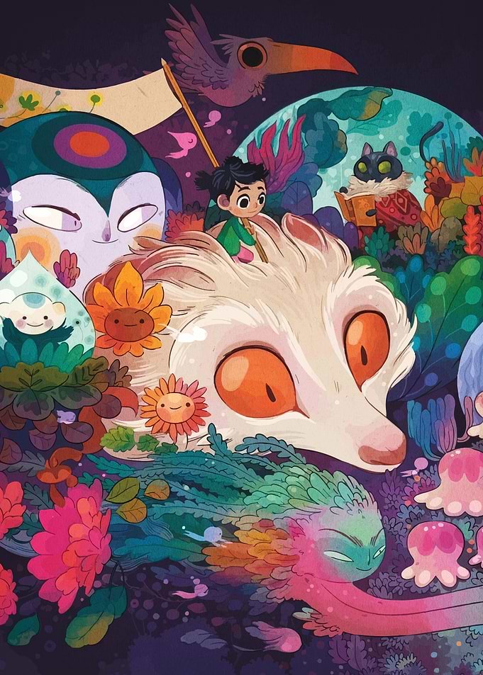 Whimsical Forest Adventure Illustration