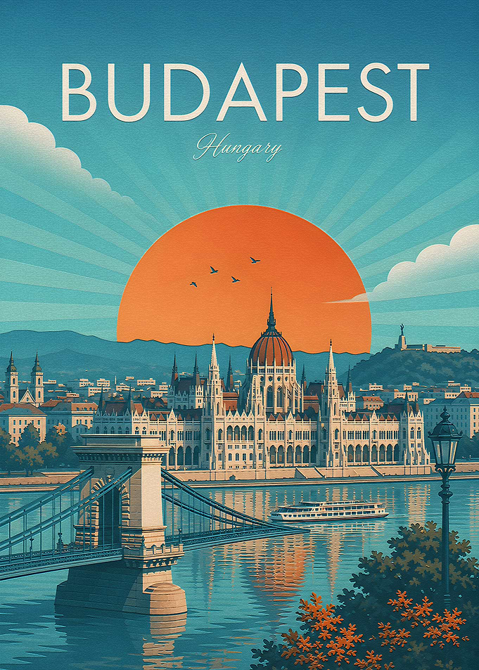 Vintage Travel Poster of Budapest