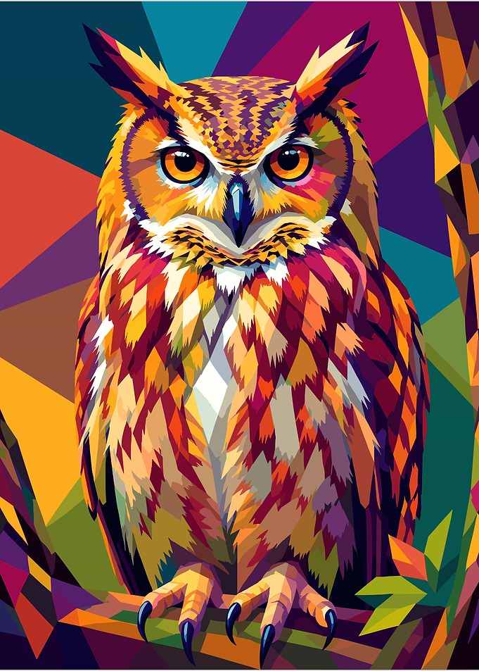 Colorful Geometric Pop Art Owl