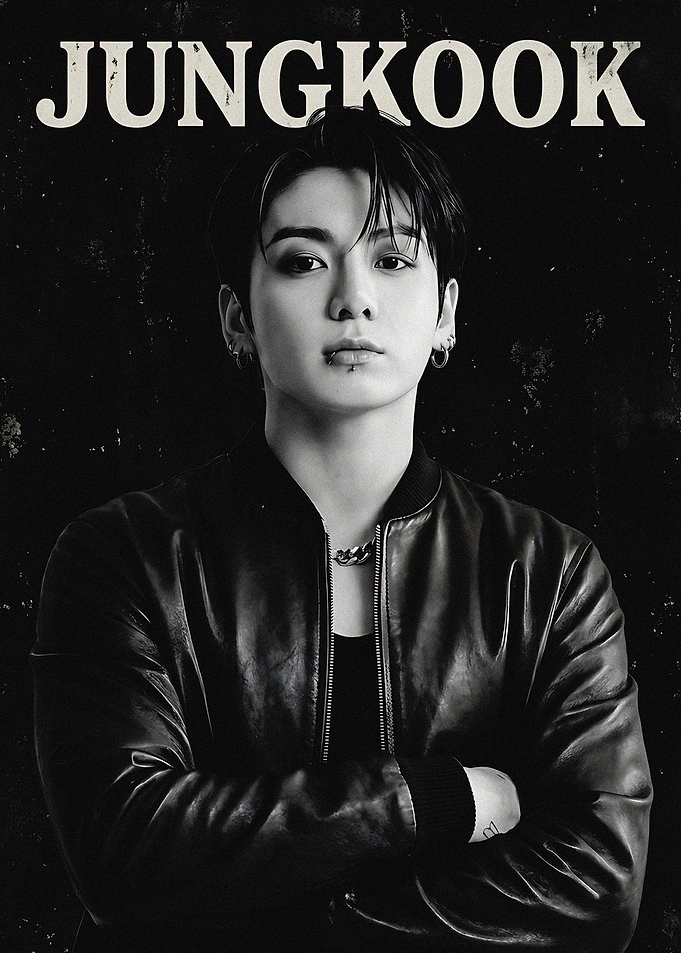 Jungkook Black and White Portrait Poster
